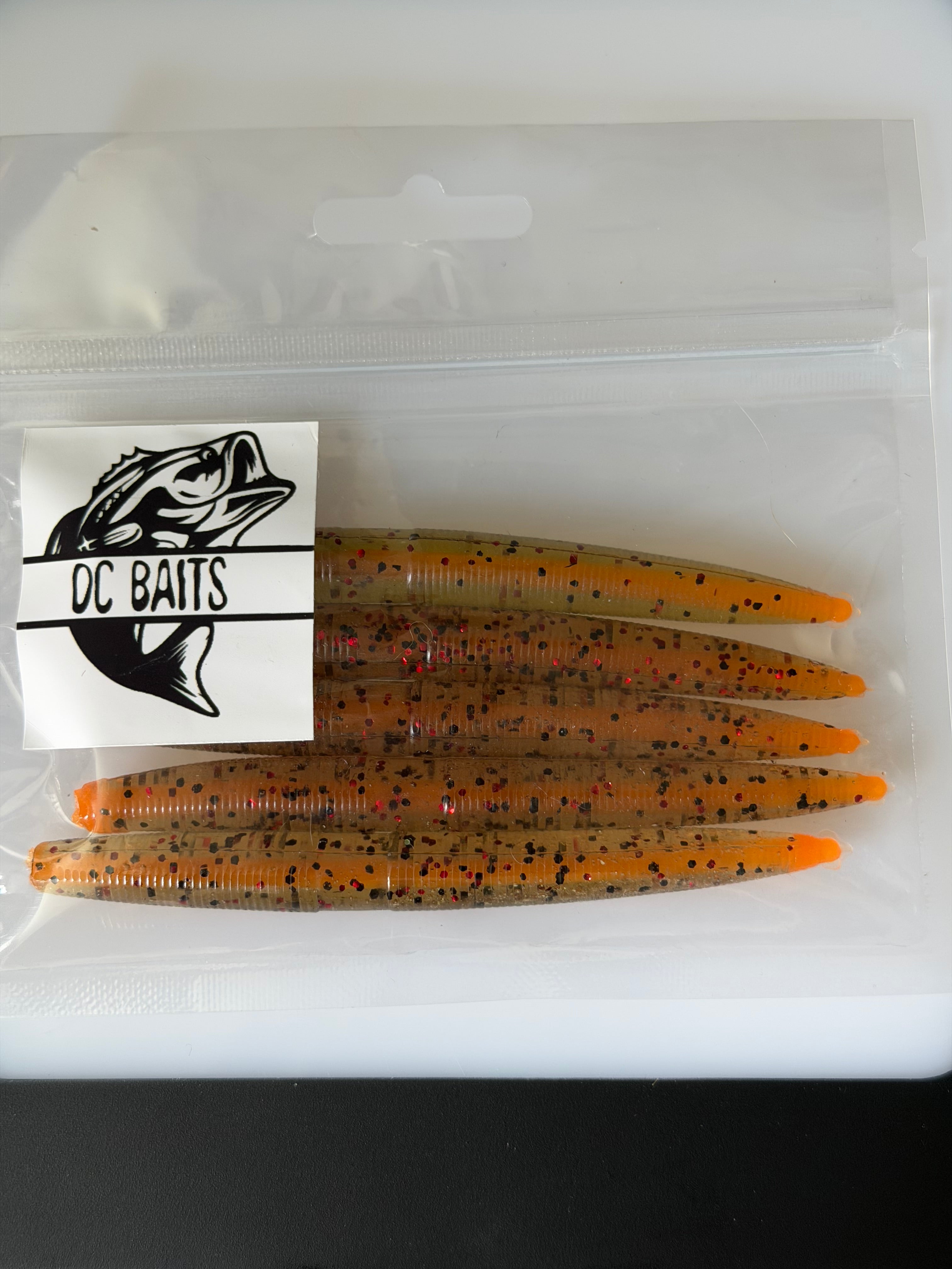 DC Baits Core Shot 4 Inch Senko | Black Flake Orange