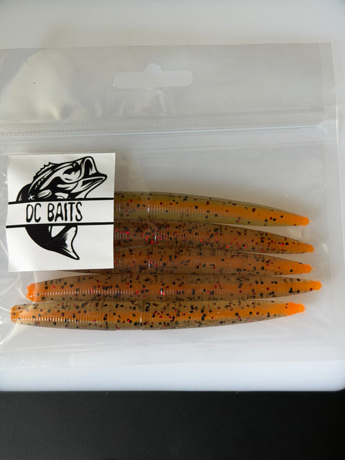 DC Baits Core Shot 4 Inch Senko | Black Flake Orange